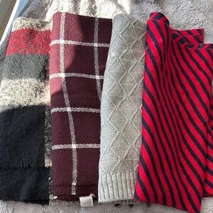 Assorted Knit Scarves - Red, Gray, Black